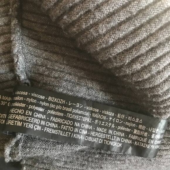 Zara Knit Gray Ribbed Open Front Batwing Cardigan Sweater M - Picture 8 of 10